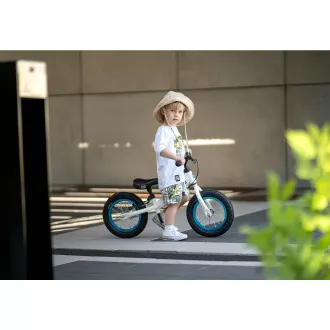 MOVINO Cariboo ADVENTURE Kinderfahrrad mit Bremse, 12'' aufblasbare Räder, weiß und blau