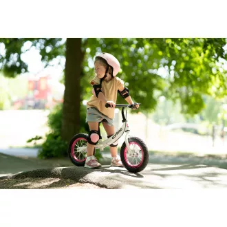 MOVINO Cariboo ADVENTURE Kinderfahrrad mit Bremse, aufblasbare Räder 12'', weiß und rosa