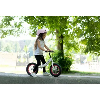 MOVINO Cariboo ADVENTURE Kinderfahrrad mit Bremse, aufblasbare Räder 12'', weiß und rosa
