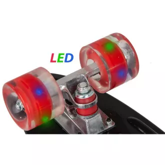 Pennyboard mit LED-Rädern, 56 cm SCHWARZ/ROT