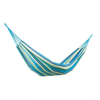 Faltbare Hängematte aus Baumwolle, grün-gelb-blau, 260x80cm Faltbare Hängematte aus Baumwolle, grün-gelb-blau, 260x80cm