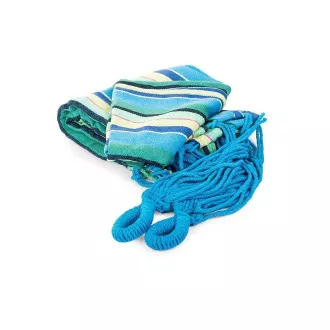 Faltbare Hängematte aus Baumwolle, grün-gelb-blau, 260x80cm Faltbare Hängematte aus Baumwolle, grün-gelb-blau, 260x80cm