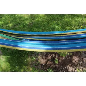 Faltbare Hängematte aus Baumwolle, grün-gelb-blau, 260x80cm Faltbare Hängematte aus Baumwolle, grün-gelb-blau, 260x80cm