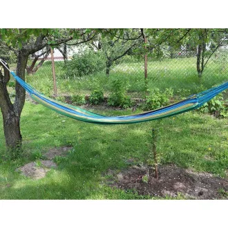 Faltbare Hängematte aus Baumwolle, grün-gelb-blau, 260x80cm Faltbare Hängematte aus Baumwolle, grün-gelb-blau, 260x80cm