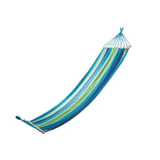 Baumwoll-Hängematte, blau-grün, mit Gestell – 200 x 80 cm Baumwoll-Hängematte, blau-grün, mit Gestell – 200 x 80 cm