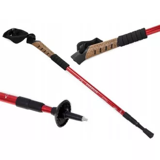 Nordic-Walking-Trekkingstöcke mit Korkgriff, 135 cm, 2 Stück, Rot Nordic-Walking-Trekkingstöcke mit Korkgriff, 135 cm, 2 Stück, Rot