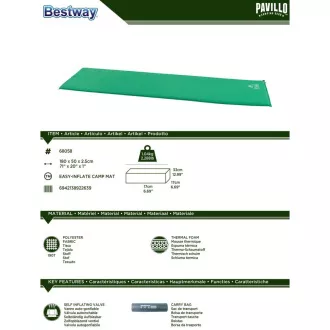 Touristische selbstaufblasende Auto-Matratze 180x50x2,5 cm PAVILLO, grün Touristische selbstaufblasende Auto-Matratze 180x50x2,5 cm PAVILLO, grün
