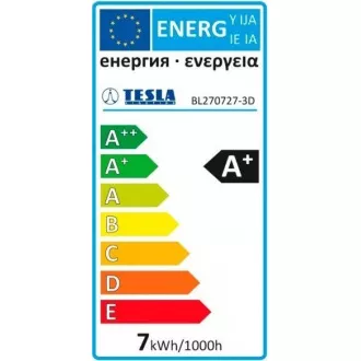 TESLA - LED BL270727-3D, Glühbirne CRYSTAL RETRO BULB, E27, 7W, 230V, 835lm, 15 000h, 2700K , 360