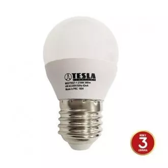 TESLA - LED MG270427-1, mini BULB E27, 4W, 230V, 320lm, 15 000h, 2700K warmweiß, 180° TESLA - LED MG270427-1, mini BULB E27, 4W, 230V, 320lm, 15 000h, 2700K warmweiß, 180°