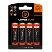 Alkalibatterien, AA (LR6), AA, 1,5V, Powerton, Blister, 4er-Pack