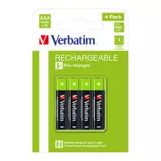 Wiederaufladbare Batterie, AAA (HR03), 1,2 V, 950 mAh, Verbatim, Blister, 4er-Pack