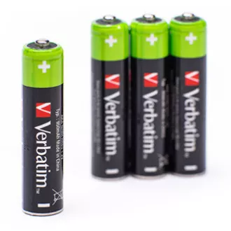 Wiederaufladbare Batterie, AAA (HR03), 1,2 V, 950 mAh, Verbatim, Blister, 4er-Pack Wiederaufladbare Batterie, AAA (HR03), 1,2 V, 950 mAh, Verbatim, Blister, 4er-Pack