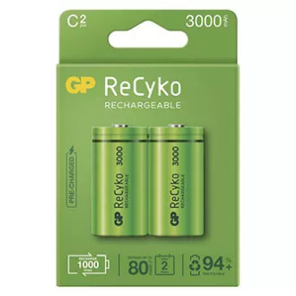 Wiederaufladbare Batterie, C (HR14), 1,2 V, 3000 mAh, GP, Box, 2er-Pack