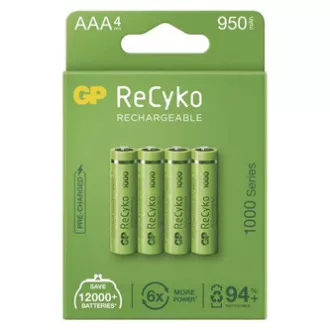 Wiederaufladbare Batterie, AAA (HR03), 1,2 V, 950 mAh, GP, Papierschachtel, 4er-Pack, ReCyko