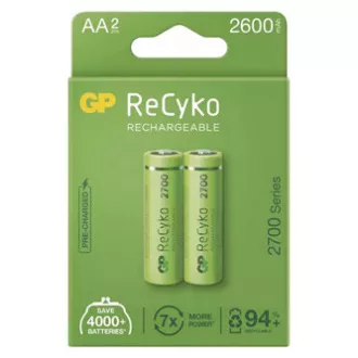 Wiederaufladbare Batterie, AA (HR6), 1.2V, 2600 mAh, GP, Papierbox, 2er-Pack, ReCyko