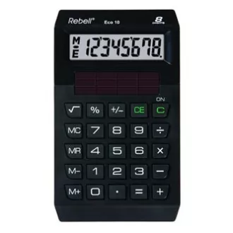Rebell Taschenrechner ECO 10, schwarz, Tasche, acht Ziffern