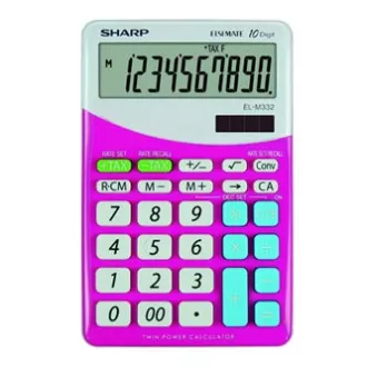 Sharp Taschenrechner EL-M332BPK, rosa und weiß, Desktop, zehn Ziffern