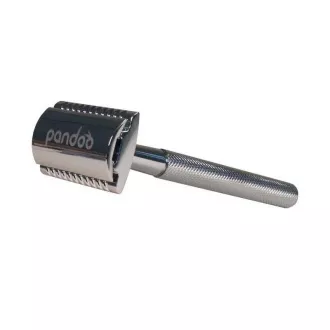 Pandoo Metall-Rasierer mit Ständer und 10 Rasierklingen silber Pandoo Metall-Rasierer mit Ständer und 10 Rasierklingen silber