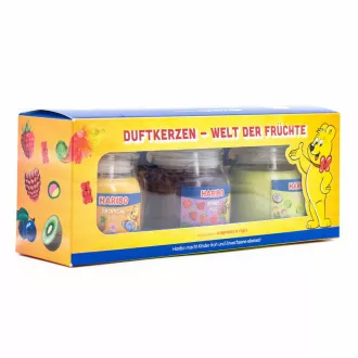 Verpackung - Haribo Berry Mix/Kokosnuss-Limette/Tropical Fun Kerzen-Set 3 x 85 g Verpackung - Haribo Berry Mix/Kokosnuss-Limette/Tropical Fun Kerzen-Set 3 x 85 g