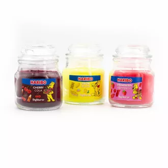 Verpackung - Haribo Lemon Fruits/Cherry Cola/Strawberry Happiness Kerzen-Set 3 x 85 g Verpackung - Haribo Lemon Fruits/Cherry Cola/Strawberry Happiness Kerzen-Set 3 x 85 g