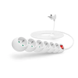CONNECT IT Verlängerungskabel 230 V, 6 Steckdosen, 5 m, mit Schalter (weiß)