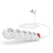 CONNECT IT Verlängerungskabel 230 V, 5 Steckdosen, 3 m, mit Schalter (weiß)