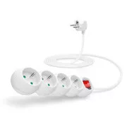 CONNECT IT Verlängerungskabel 230 V, 4 Steckdosen, 3 m, mit Schalter (weiß)