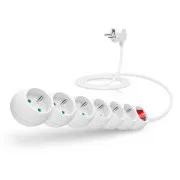 CONNECT IT Verlängerungskabel 230 V, 6 Steckdosen, 2 m, mit Schalter (weiß)