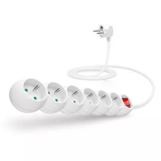 CONNECT IT Verlängerungskabel 230 V, 6 Steckdosen, 2 m, mit Schalter (weiß)