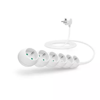 CONNECT IT Verlängerungskabel 230 V, 6 Steckdosen, 3 m, ohne Schalter (weiß)