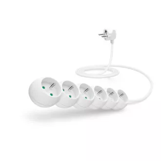 CONNECT IT Verlängerungskabel 230 V, 6 Steckdosen, 2 m, ohne Schalter (weiß)
