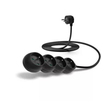 CONNECT IT Verlängerungskabel 230 V, 4 Steckdosen, 3 m, ohne Schalter (schwarz)