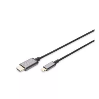 Digitus USB-C auf HDMI Kabeladapter, 1,8 m 4K/30 Hz, schwarz, Metallhülle Digitus USB-C auf HDMI Kabeladapter, 1,8 m 4K/30 Hz, schwarz, Metallhülle