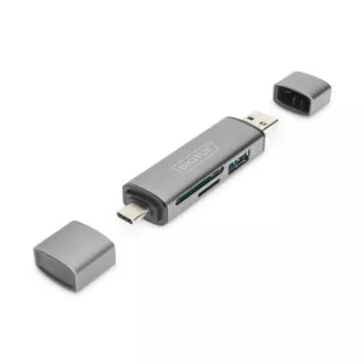 Digitus Dual OTG Kartenleser (USB-C USB 3.0) 1x SD, 1x MicroSD, 1x USB 3.0, grau Digitus Dual OTG Kartenleser (USB-C USB 3.0) 1x SD, 1x MicroSD, 1x USB 3.0, grau