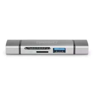 Digitus Dual OTG Kartenleser (USB-C USB 3.0) 1x SD, 1x MicroSD, 1x USB 3.0, grau Digitus Dual OTG Kartenleser (USB-C USB 3.0) 1x SD, 1x MicroSD, 1x USB 3.0, grau