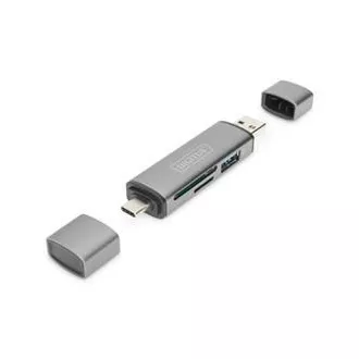Digitus Dual OTG Kartenleser (USB-C USB 3.0) 1x SD, 1x MicroSD, 1x USB 3.0, grau Digitus Dual OTG Kartenleser (USB-C USB 3.0) 1x SD, 1x MicroSD, 1x USB 3.0, grau
