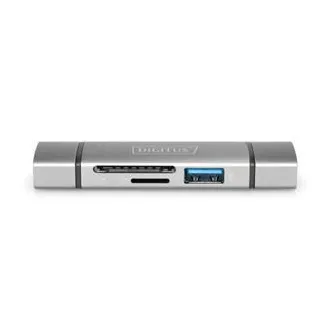 Digitus Dual OTG Kartenleser (USB-C USB 3.0) 1x SD, 1x MicroSD, 1x USB 3.0, grau Digitus Dual OTG Kartenleser (USB-C USB 3.0) 1x SD, 1x MicroSD, 1x USB 3.0, grau