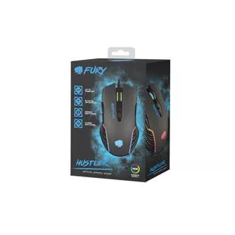 Fury Gaming Mouse Hustler, Gaming, 6400DPI, USB, optisch, kabelgebunden, RGB, 7 Tasten, Kabellänge 1,6m, schwarz Fury Gaming Mouse Hustler, Gaming, 6400DPI, USB, optisch, kabelgebunden, RGB, 7 Tasten, Kabellänge 1,6m, schwarz