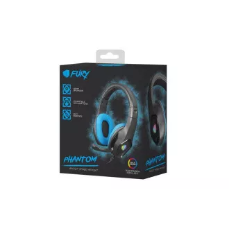 Fury Gaming Headset mit Mikrofon Phantom, kabelgebunden, RGB, USB, Klinke 3,5mm, Kabellänge 2m, schwarz
