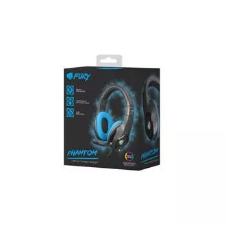 Fury Gaming Headset mit Mikrofon Phantom, kabelgebunden, RGB, USB, Klinke 3,5mm, Kabellänge 2m, schwarz