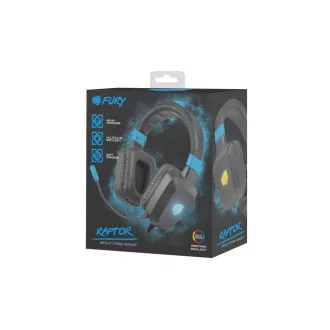 Fury Raptor Gaming-Headset mit Mikrofon, kabelgebunden, RGB, USB, Klinke 3,5mm, Kabellänge 2m, schwarz