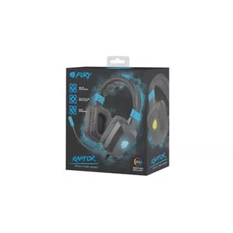 Fury Raptor Gaming-Headset mit Mikrofon, kabelgebunden, RGB, USB, Klinke 3,5mm, Kabellänge 2m, schwarz