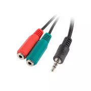 LANBERG Adapter Minijack 3,5mm (M) 4pol auf 2x Minijack 3,5mm (F) 3pol Kabel 20cm, schwarz