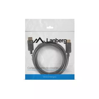 LANBERG DisplayPort 1.2 M/M Anschlusskabel, 4K@60Hz, Länge 3m, schwarz, mit Verriegelung, vergoldete Stecker