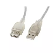 LANBERG USB-A M/F 2.0 Kabel 1,8m, transparent