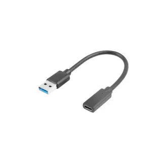 LANBERG USB-C (F) 3.1 auf USB-A (M) Kabel 15cm, schwarz
