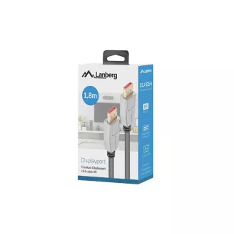 LANBERG DisplayPort 1.4 M/M Anschlusskabel, 8K@60Hz, 5K@120Hz, Länge 1,8m, schwarz, mit Verriegelung, vergoldete Stecker