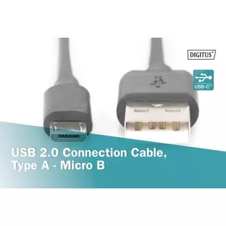Digitus USB 2.0 Kabel USB A Stecker auf USB micro B Stecker, 2x geschirmt, Kupfer, 1m
