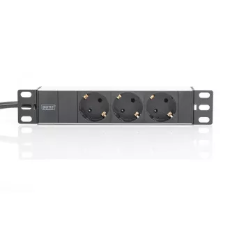 Digitus 1U Aluminium PDU, 254 mm (10 ") Rackmontage 3x Sicherheitsstift, 16A, 4000W, 250VAC 50/60 Hz