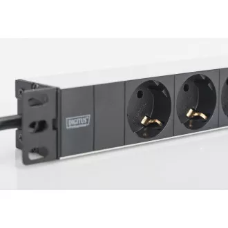 Digitus 1U Aluminium PDU, 254 mm (10 ") Rackmontage 3x Sicherheitsstift, 16A, 4000W, 250VAC 50/60 Hz